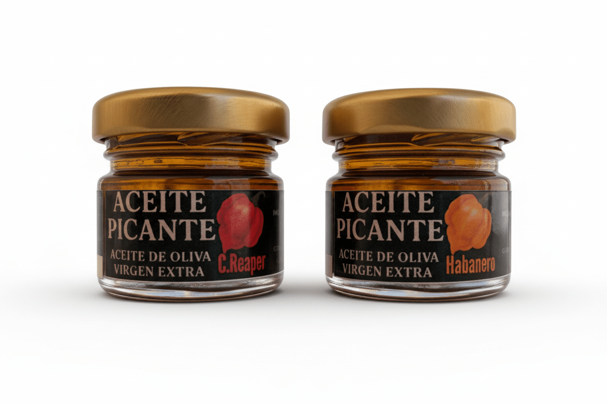 Pack aceite picante 2x33ml carolina reaper habanero aceite de oliva virgen extra infusionado extremo