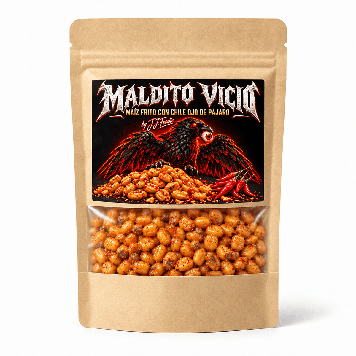Maldito Vicio – Maíz frito barbacoa con chile Ojo de Pájaro - J.J.Foodie