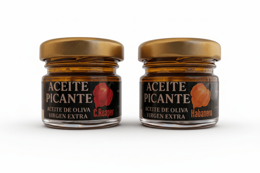 Pack aceite picante 2x33ml carolina reaper habanero aceite de oliva virgen extra infusionado extremo