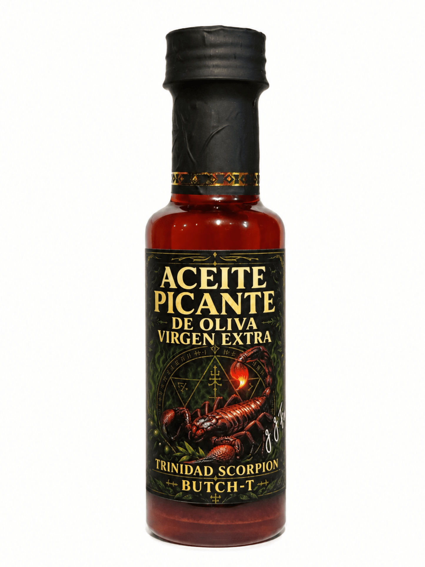 Aceite Picante de Oliva Virgen Extra con Trinidad Scorpion Butch-T - J.J.Foodie