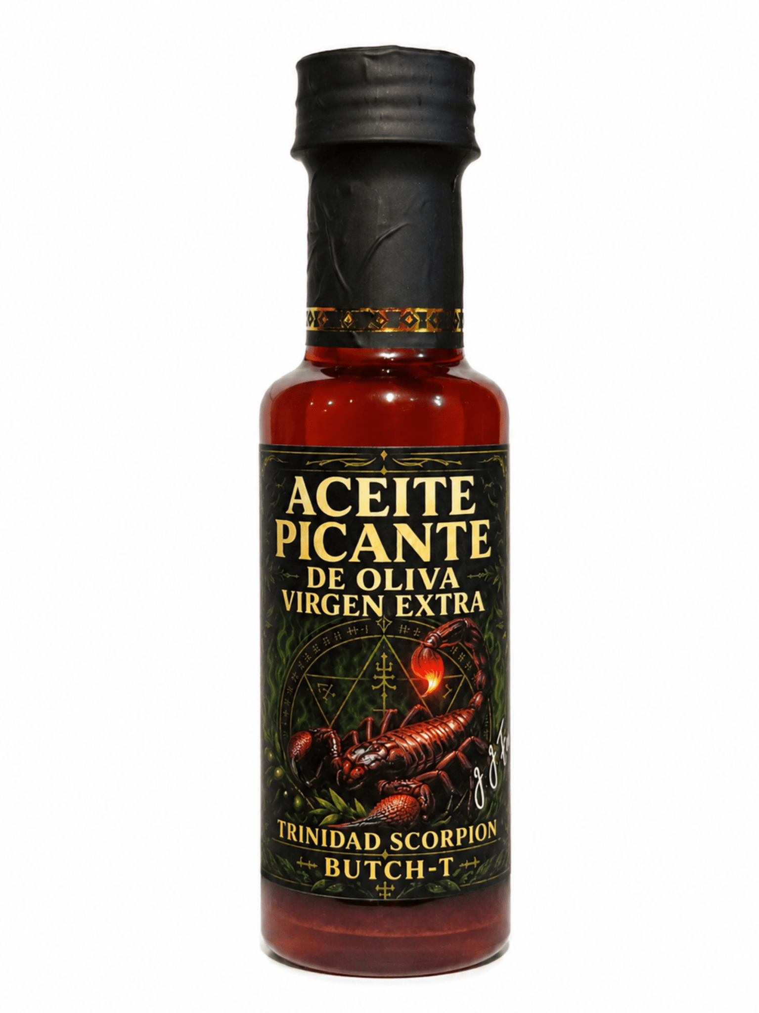 Aceite Picante de Oliva Virgen Extra con Trinidad Scorpion Butch-T - J.J.Foodie