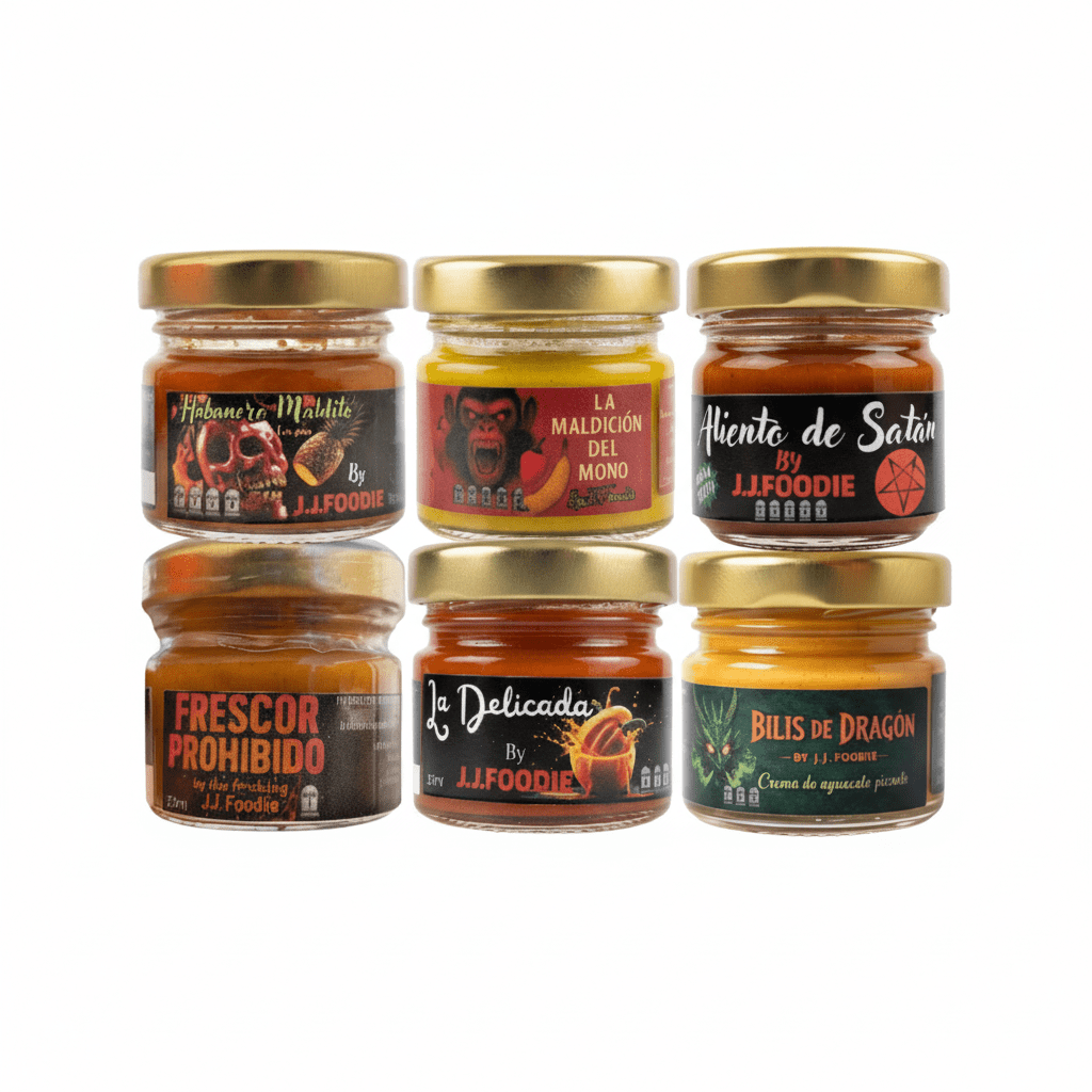 Pack Infernal 6 Salsas Picantes Extremas: Habanero, Carolina Reaper y Jalapeño 6x33ml | J.J.Foodie - J.J.Foodie